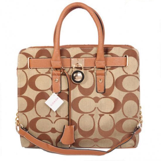 Coach Lock Medium Khaki Totes AOL | Women